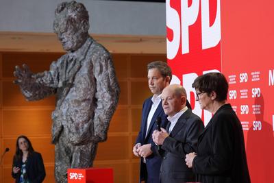 SPD Pressekonferenz zur Wahlkampagne 2025 im Anschluss an die Gremiensitzungen-stock-photo