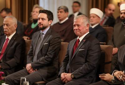 King Abdullah II of Jordan receives Christian and Islamic religious leaders from Jerusalem and Jordan-stock-photo