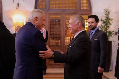 King Abdullah II of Jordan receives Christian and Islamic religious leaders from Jerusalem and Jordan-stock-photo