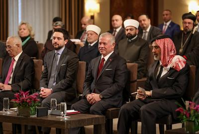 King Abdullah II of Jordan receives Christian and Islamic religious leaders from Jerusalem and Jordan-stock-photo