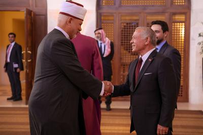 King Abdullah II of Jordan receives Christian and Islamic religious leaders from Jerusalem and Jordan-stock-photo