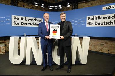 Friedrich Merz, Markus S?der-stock-foto
