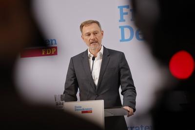 FDP-Bundesvorsitzenden Christian Lindner MdB, Deutschland, Berlin, Pressekonferenz mit dem FDP-Bundesvorsitzenden Christ-stock-photo