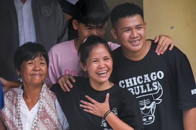 Mary Jane Veloso arrived in the Philippines after nearly 15 years of detention in Indonesia.-stock-foto