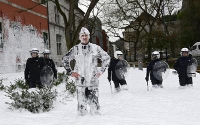 Walloon Public Service Unions Demonstrate-stock-foto