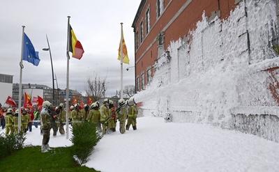 Walloon Public Service Unions Demonstrate-stock-foto