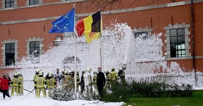 Walloon Public Service Unions Demonstrate-stock-foto