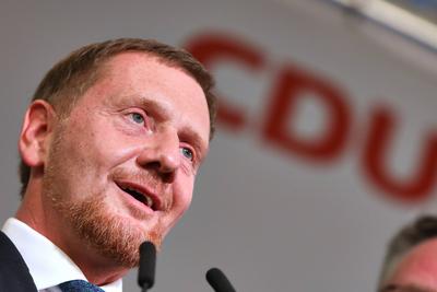 News Bilder des Tages Dresden, Sachsen, Deutschland, 01.09.2024: Landtag: Landtagswahl in Sachsen: Sachsens Ministerpr?s-stock-foto