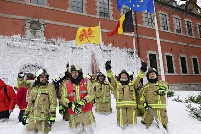 Walloon Public Service Unions Demonstrate-stock-foto