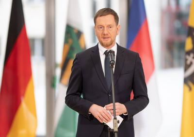 Michael Kretschmer nach seiner Wahl zum Ministerpr?sidenten-stock-photo
