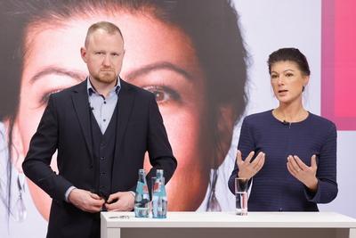 BSW-Vorsitzenden Sahra Wagenknecht, Deutschland, Berlin, B?ndnis Sahra Wagenknecht - Vernunft und Gerechtigkeit, Vorstel-stock-foto