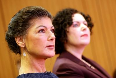 BSW-Vorsitzenden Sahra Wagenknecht, Amira Mohamed Ali, Deutschland, Berlin, B?ndnis Sahra Wagenknecht - Vernunft und Ger-stock-foto