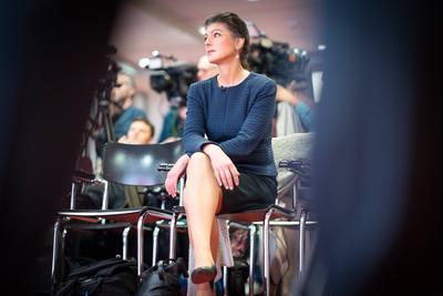 Vorstellung Wahlkampagne B?ndnis Sahra Wagenknecht BSW ? Sahra Wagenknecht, Co-Parteivorsitzende BSW-stock-foto