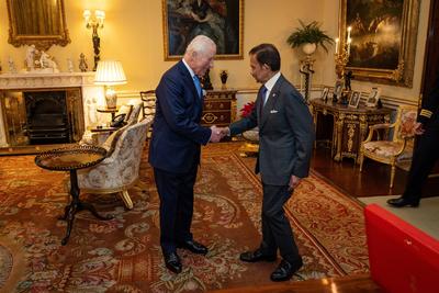 King Charles with the Sultan of Brunei-stock-photo