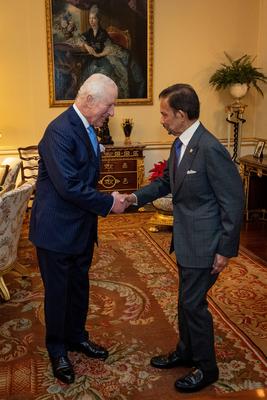 King Charles with the Sultan of Brunei-stock-photo