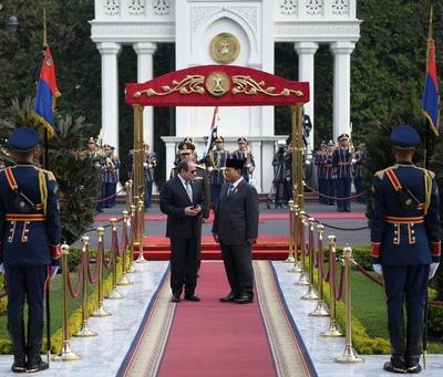 Egyptian President Abdel Fattah El-Sisi receives Indonesian President Prabowo Subianto-stock-foto