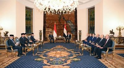 Egyptian President Abdel Fattah El-Sisi receives Indonesian President Prabowo Subianto-stock-foto