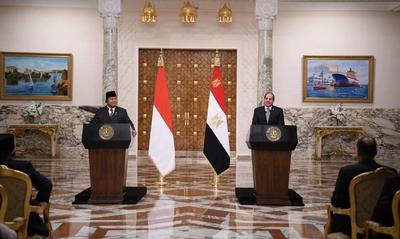 Egyptian President Abdel Fattah El-Sisi receives Indonesian President Prabowo Subianto-stock-foto
