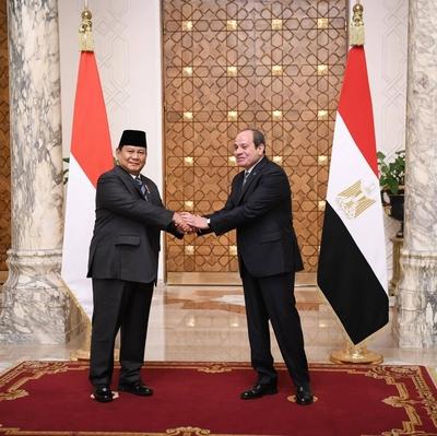 Egyptian President Abdel Fattah El-Sisi receives Indonesian President Prabowo Subianto-stock-foto