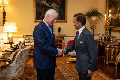 King Charles with the Sultan of Brunei-stock-photo