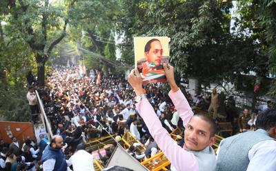 Congress Stages Protest In Lucknow Against BJP Policies-stock-foto