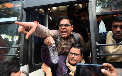 Congress Stages Protest In Lucknow Against BJP Policies-stock-foto