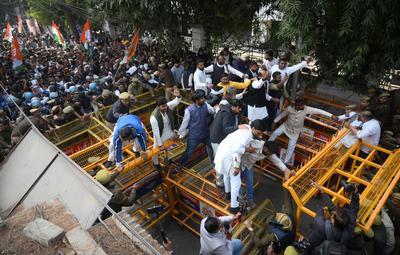Congress Stages Protest In Lucknow Against BJP Policies-stock-foto