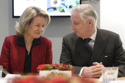 King Philippe And Queen Mathilde Visit Porte' Nursing Home-stock-foto