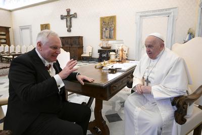 ITALY - REL - POPE FRANCIS MEETS WITH BRUNO VAN DER PLUIJM AMABASSADOR OF BELGIUM ON THE OCCASION OF THE PRESENTATION OF LETTERS OF CREDENTIALS  24/12/19-stock-foto