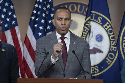 House Minority Leadership meeting on response to rejection of government spending bill-stock-photo