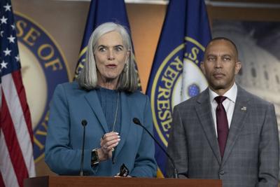 House Minority Leadership meeting on response to rejection of government spending bill-stock-photo