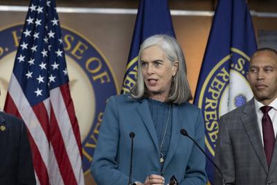 House Minority Leadership meeting on response to rejection of government spending bill-stock-photo