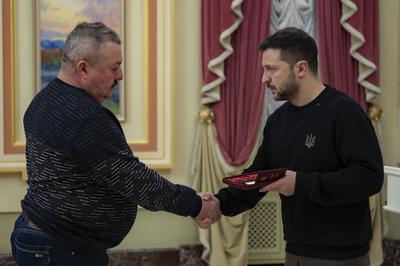 President of Ukraine Volodymyr Zelenskyy meet with employees of the energy sector-stock-photo