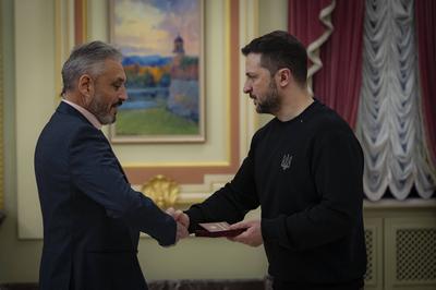 President of Ukraine Volodymyr Zelenskyy meet with employees of the energy sector-stock-photo