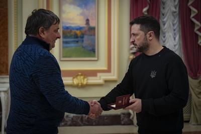 President of Ukraine Volodymyr Zelenskyy meet with employees of the energy sector-stock-photo
