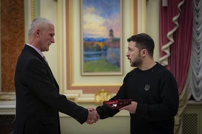 President of Ukraine Volodymyr Zelenskyy meet with employees of the energy sector-stock-photo
