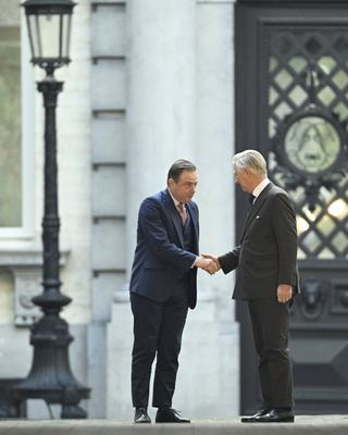 Consultations of King Philippe with informeur Bart De Wever 20/12/2024-stock-foto