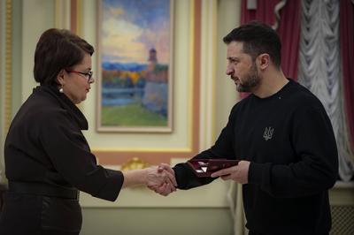 President of Ukraine Volodymyr Zelenskyy meet with employees of the energy sector-stock-photo