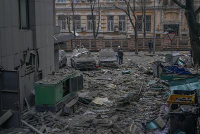 Consequences of the Russian occupiers' missile attack on Kyiv on December 20, 2024-stock-photo