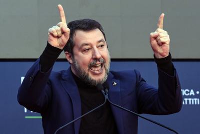 Roma 17/12/2023 - Atreju: Festa Fratelli d™Italia / foto Image nella foto: Matteo Salvini . *** Rome 17 12 2023 Atreju F-stock-photo