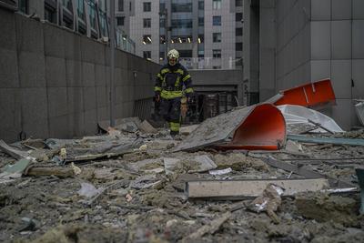 Consequences of the Russian occupiers' missile attack on Kyiv on December 20, 2024-stock-photo