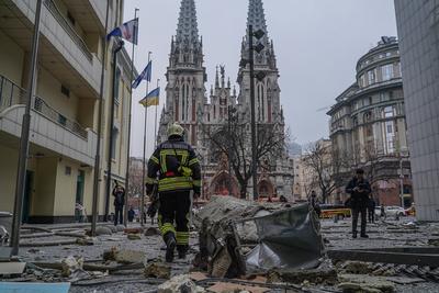 Consequences of the Russian occupiers' missile attack on Kyiv on December 20, 2024-stock-photo