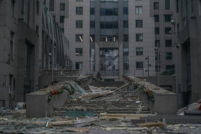 Consequences of the Russian occupiers' missile attack on Kyiv on December 20, 2024-stock-photo