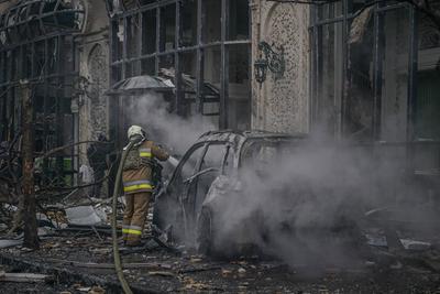 Consequences of the Russian occupiers' missile attack on Kyiv on December 20, 2024-stock-photo