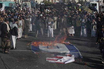 YEMEN HOUTHIS USA ISRAEL CONFLICT-stock-foto