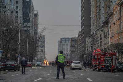 Consequences of the Russian occupiers' missile attack on Kyiv on December 20, 2024-stock-photo