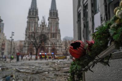 Consequences of the Russian occupiers' missile attack on Kyiv on December 20, 2024-stock-photo