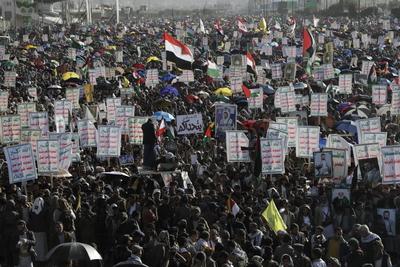 YEMEN HOUTHIS USA ISRAEL CONFLICT-stock-foto
