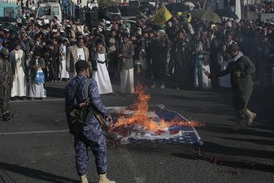 YEMEN HOUTHIS USA ISRAEL CONFLICT-stock-foto