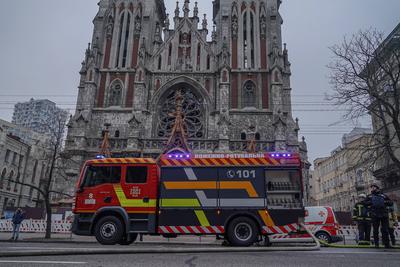 Consequences of the Russian occupiers' missile attack on Kyiv on December 20, 2024-stock-photo